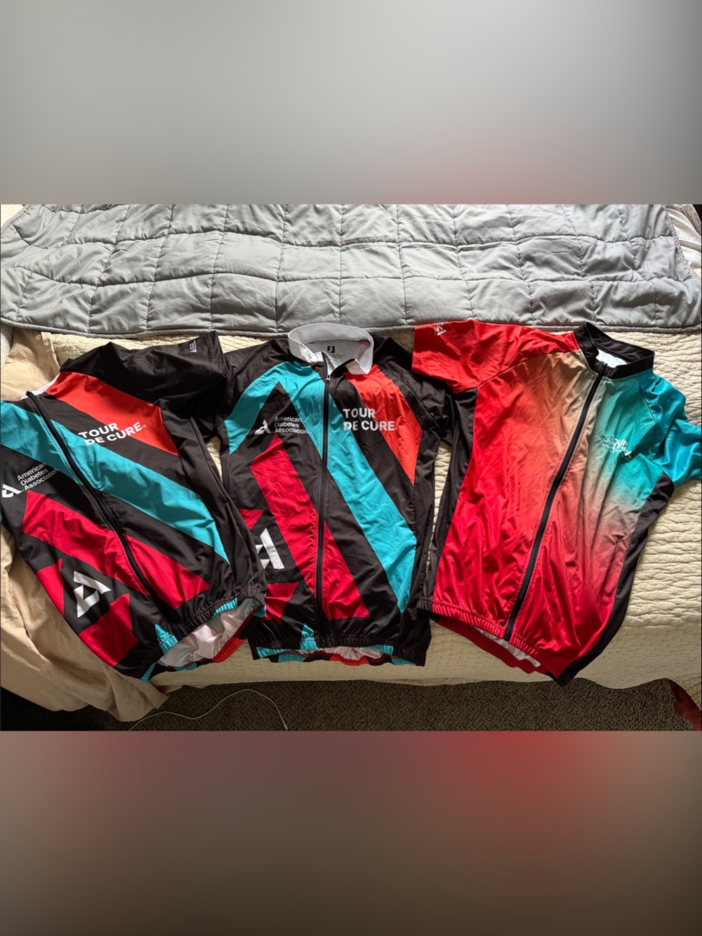 Tour de Cure bike jerseys. 2 medium and 1 small.